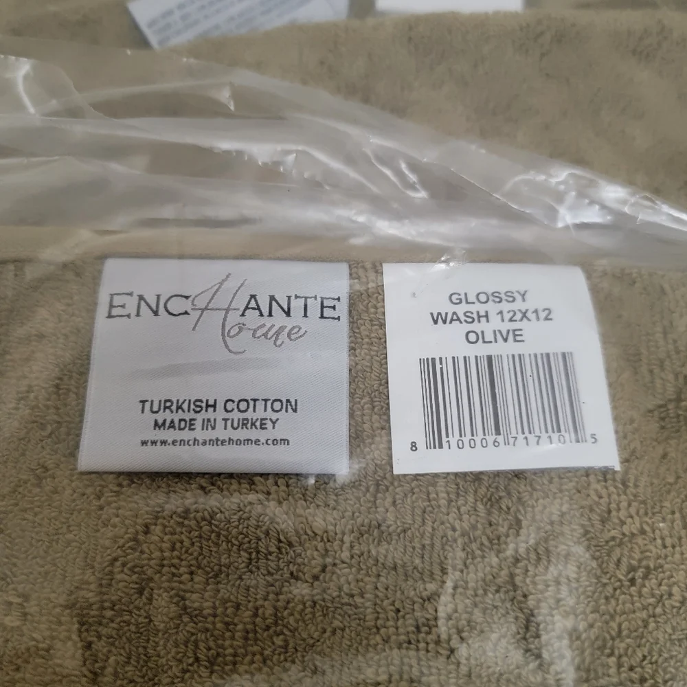 4 ENCHANTE HOME Turkish Cotton Hand Wash Towels olive with diamond shape Print